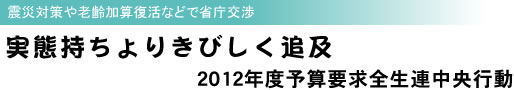 震災対策や老齢加算復活などで省庁交渉 実態持ちよりきびしく追及 2012年度予算要求全生連中央行動