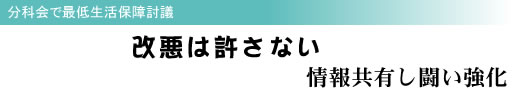 分科会で最低生活保障討議 改悪は許さない 情報共有し闘い強化