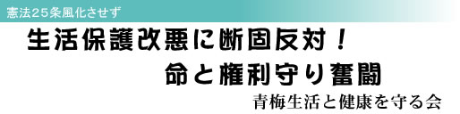 憲法25条風化させず 生活保護改悪に断固反対! 命と権利守り奮闘 青梅生活と健康を守る会