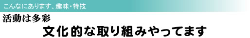 こんなにあります、趣味・特技 活動は多彩 文化的な取り組みやってます