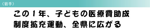 〈岩手〉 この1年、子どもの医療費助成 制度拡充運動、全県に広がる